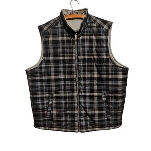 Tommy Bahama Corduroy Vest Mens  Blue Gray XL Zip Reversible Quilted Insulated